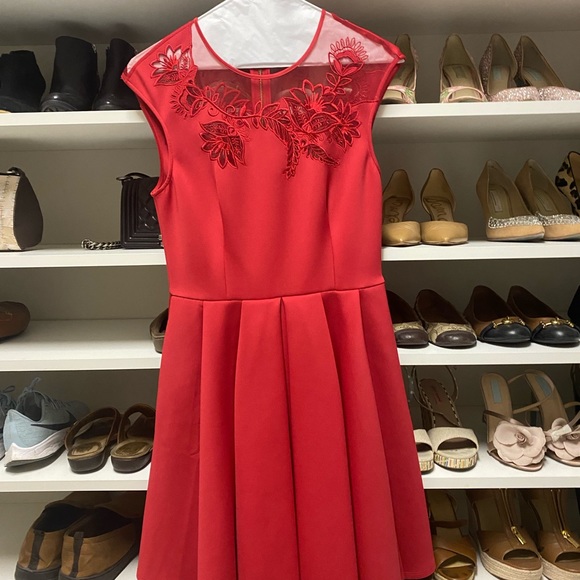 TED BAKER LONDON | Dollii Red Skater Dress - Picture 7 of 14